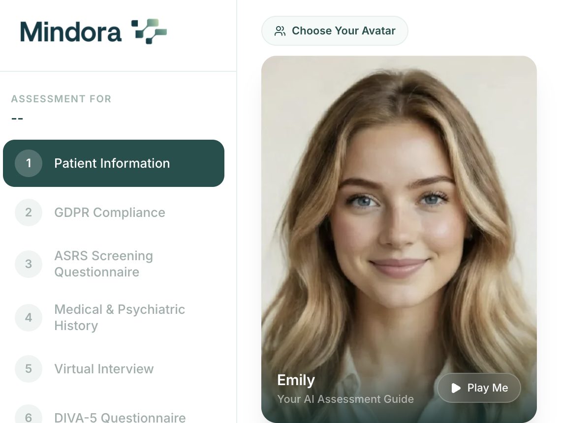 Assessment step list alongside Emily, the AI assessment guide